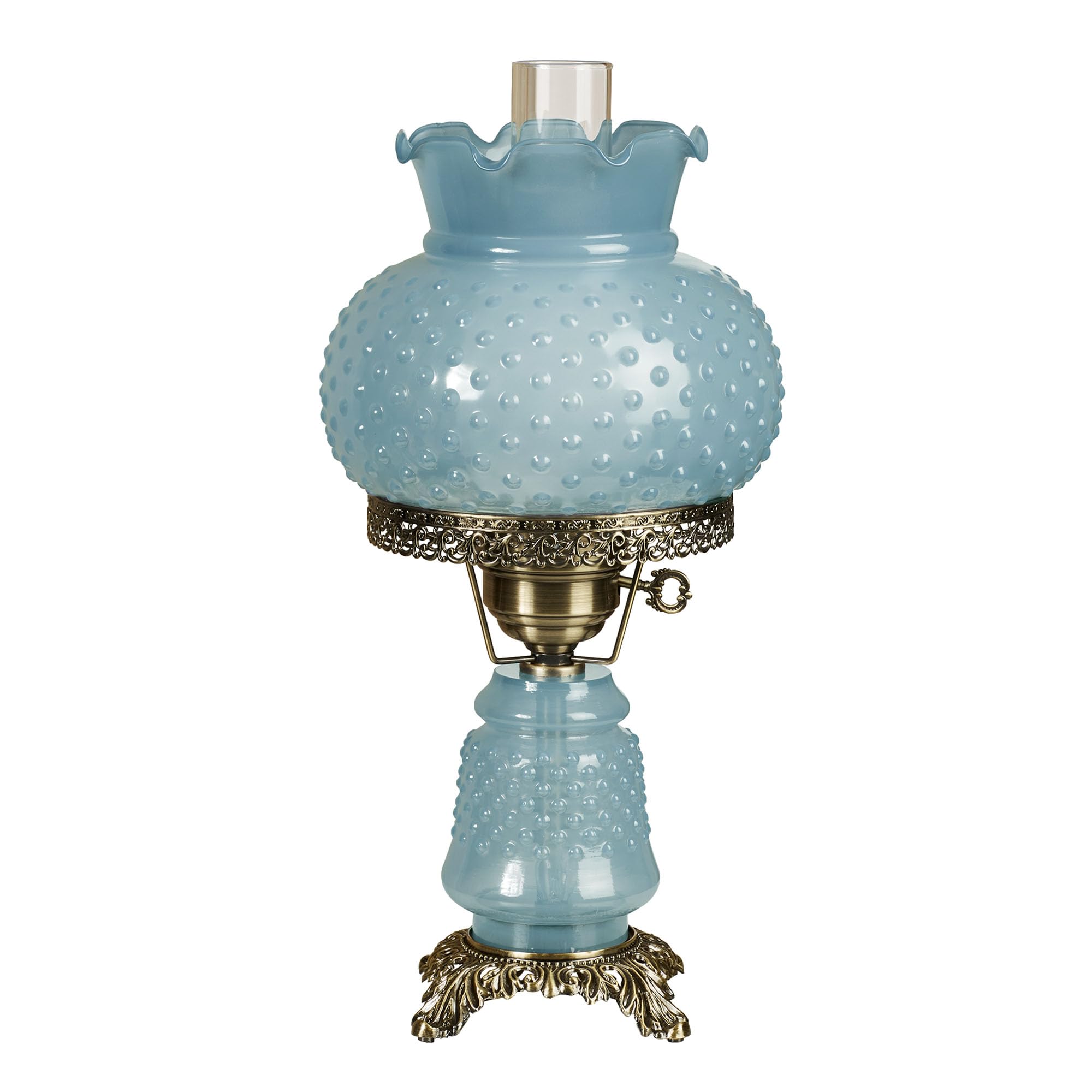 Touch of Class Mindy Hobnail Glass Table Lamp - Blue Shade